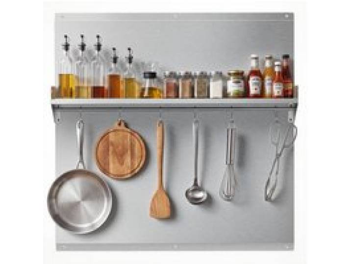VEVOR Küchenrückwand 76 x 76 cm aus Edelstahl, Wandschutz für Herd und Dunstabzugshaube mit Ablage, Haken und Vorgebohrten Löchern, Robuste Rückwand für Küche, Kochen und Praktische Aufbewahrung