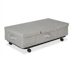 Relaxdays Unterbettkommode 2er Set, 50 L, mit Rollen, HxBxT: 20x80x40 cm, faltbar, mit Deckel, Unterbettbox flach, grau