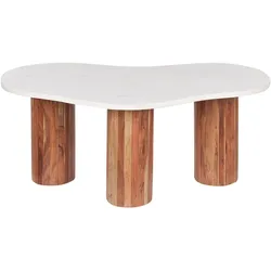 BEISTELLTISCH Marmor/Akazienholz weiß oval 90/35 cm Casablanca