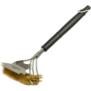 Grillfürst Grillbürste 19-055, für Guss- & Edelstahlrost, mit Messingborsten und Schaber