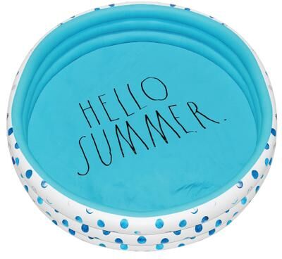 "Rae Dunn: Hello Summer Aqua Poka Dots -46"" Mini Pool, CocoNut Float, Outdoor Inflatable Water Kiddie Pool, Kids Ages 5+ - Multi"