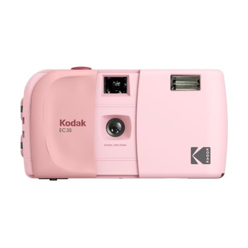 Kodak EC35 35mm herbruikbare filmcamera met ingebouwde flitser en schuifhoes, Blush Roze