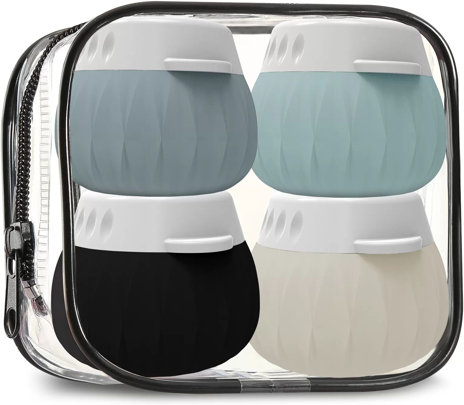 INF Pots de crème en silicone de voyage - Pack de 4, anti-fuites Le noir
