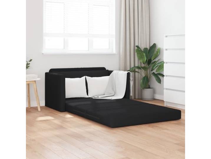 HEFZGDB 2-in-1 Futon Sofa Bett Schwarz 124x71x78 cm Stoff Sitzgelegenheit minimalistisches Design Kastenpolster abnehmbare Reißverschlüsse langlebige Bauweise für kleine Wohnungen