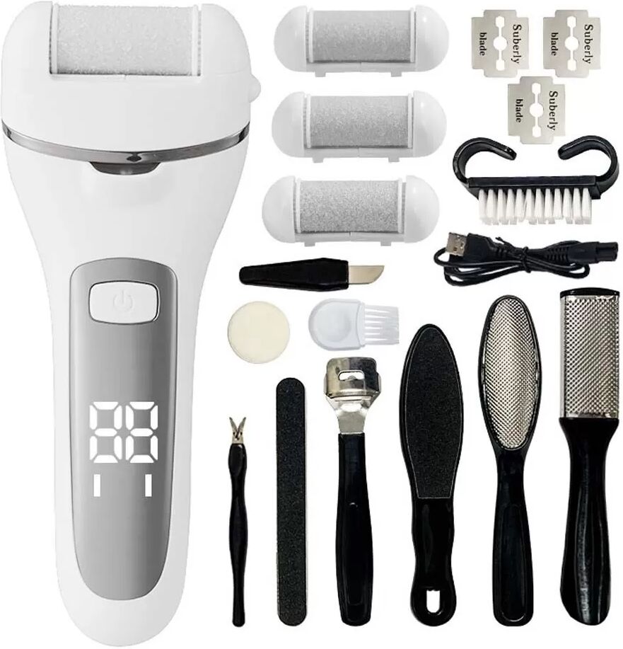 INF Lime à Pieds Électrique Rechargeable avec Écran Digital & Kit Pédicure 10 Pièces Blanc