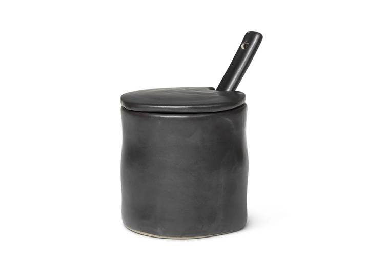 Ferm Living - Flow Marmeladenglas mit Löffel, schwarz