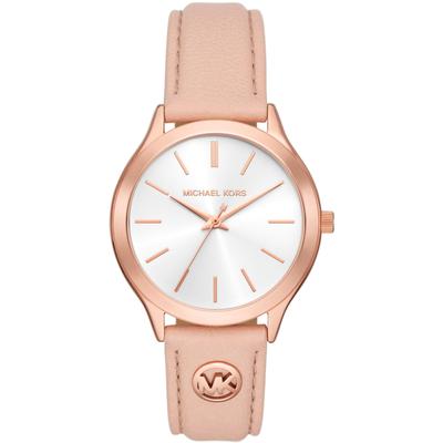 Quarzuhr MICHAEL KORS "SLIM RUNWAY", beige (rosa), Armbanduhren, Damen, Quarzuhr, Armbanduhr, Damenuhr, Lederarmband, analog