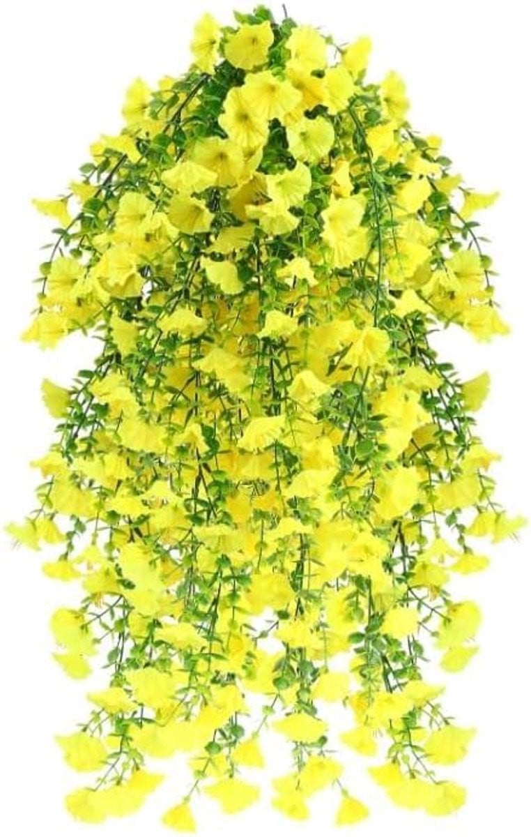 Set van 8 gele kunstpetunia's voor buiten en binnen