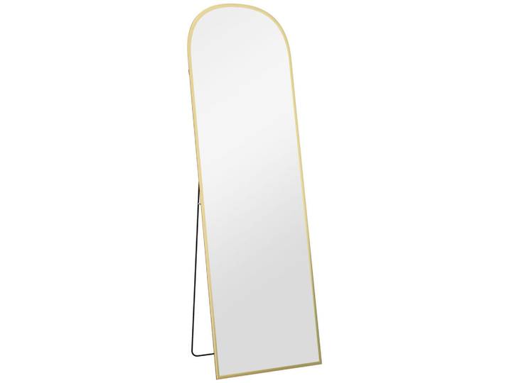 Homcom Ganzkörperspiegel Aluminiumlegierung Hartglas Gold, Goldfarben, Glas, 50x161.5x1.5 cm, Spiegel, Standspiegel