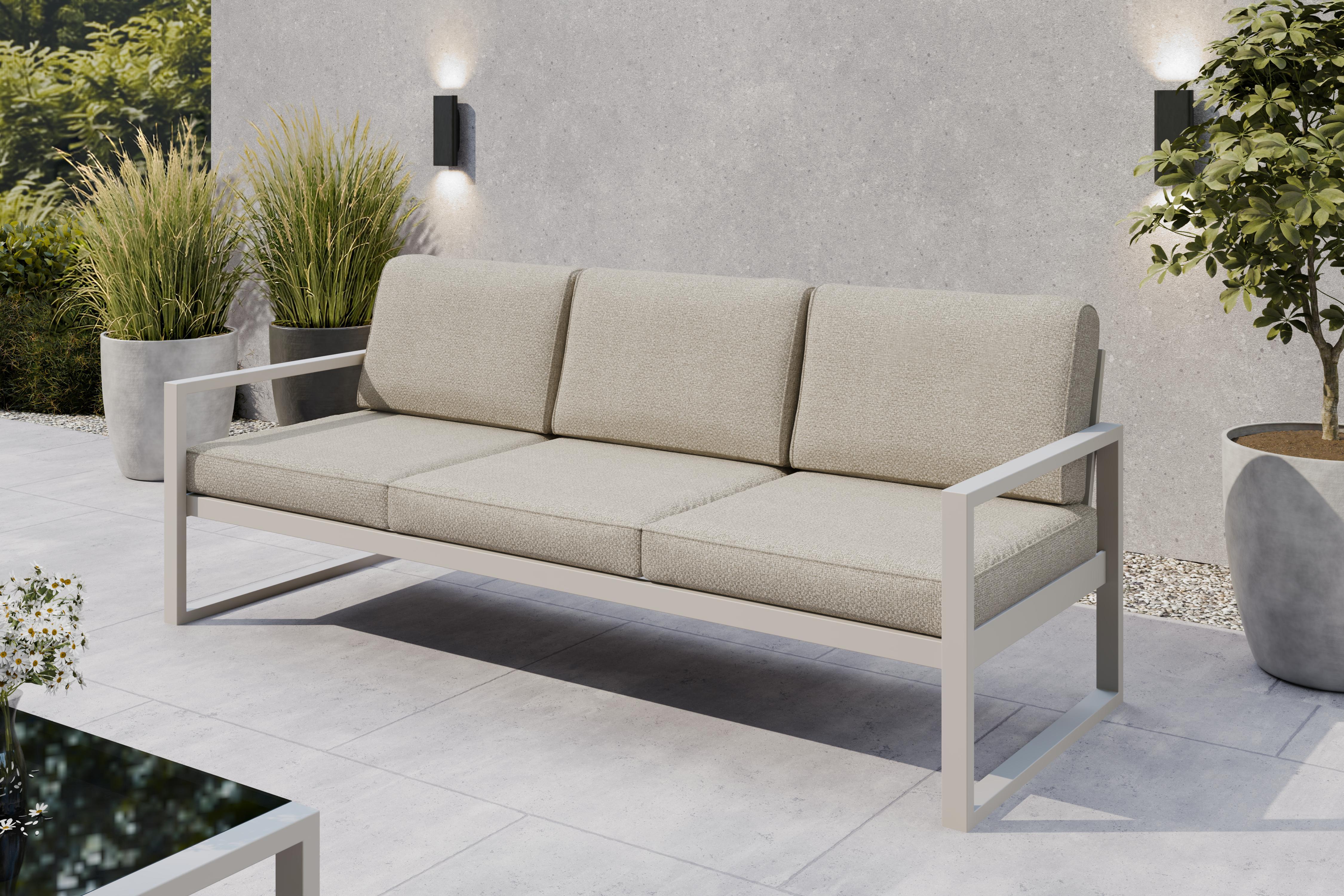SOLAR 3-Sitzer Garten-Loungesofa - Metallgestell pulverbeschichtet - Komfortsofa mit dicken Polstern C/PD02