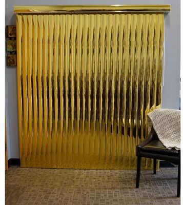 BlindDen Gold Mirror Vinyl Vertical Blind, CORDLESS