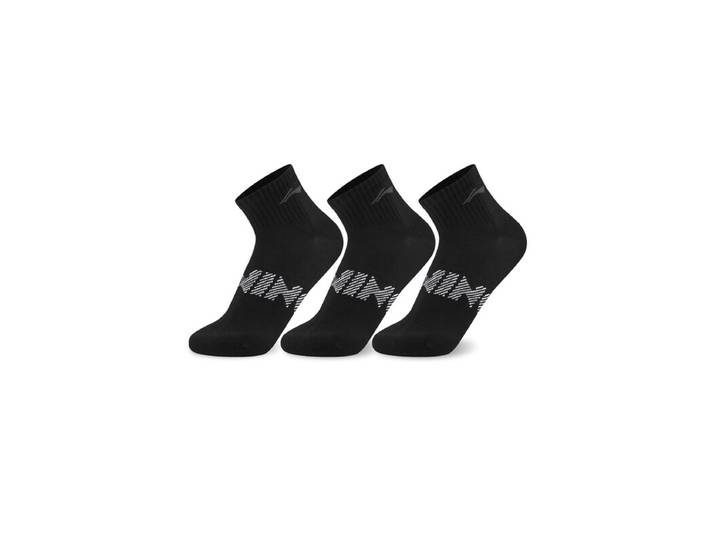 LI-NING Chaussettes à coupe basse (lot de 3) Noir nouveau/Noir nouveau/Noir nouveau XL AWTW007-1H