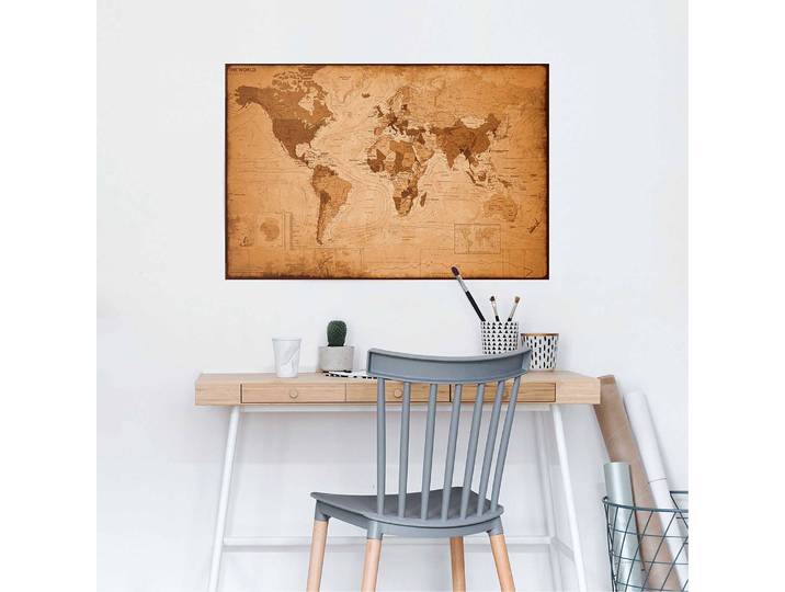 Poster Weltkarte Old English Papier Braun 61 x 92 x 0cm