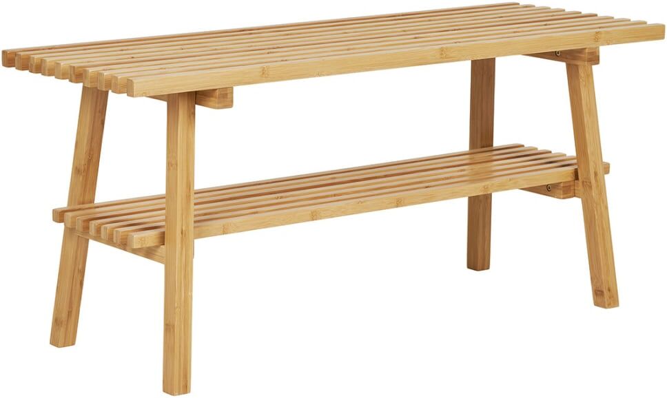 Best Mobilier Banc en bambou avec rangement l70cm Marron 70x45x28cm