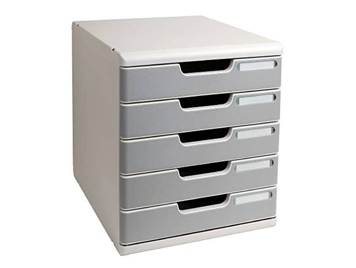EXACOMPTA Bloc de classement Modulo 5 tiroirs A4+ 54mm Gris lumière/Gris granit