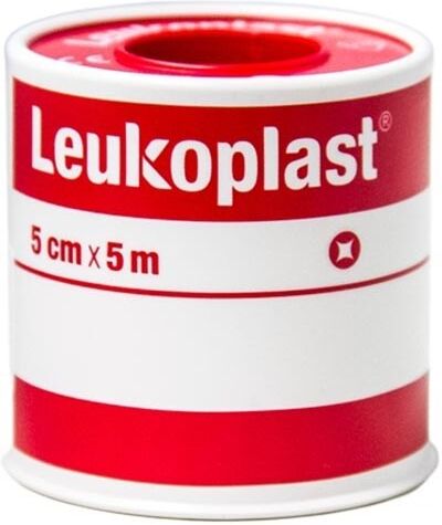 ESSITY ITALY SpA Leukoplast Cerotto di Fibra Rosa in Rocchetto 5x500cm - Cerotto Chirurgico Fissaggio Medicazione