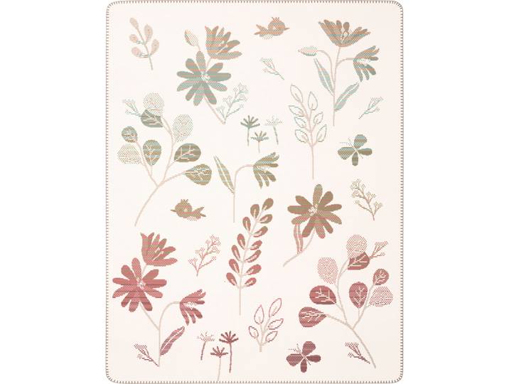 Babydecke BIEDERLACK Babydecke Wild Flowers , beige (natur, rot), B:75cm L:100cm, Baumwolle, Polyacryl, Polyester, Wohndecken, Babydecke, 75 x 100, mit Zierstich