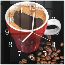 WANDUHR aus Glas 30x30 cm - Tasse Kaffee