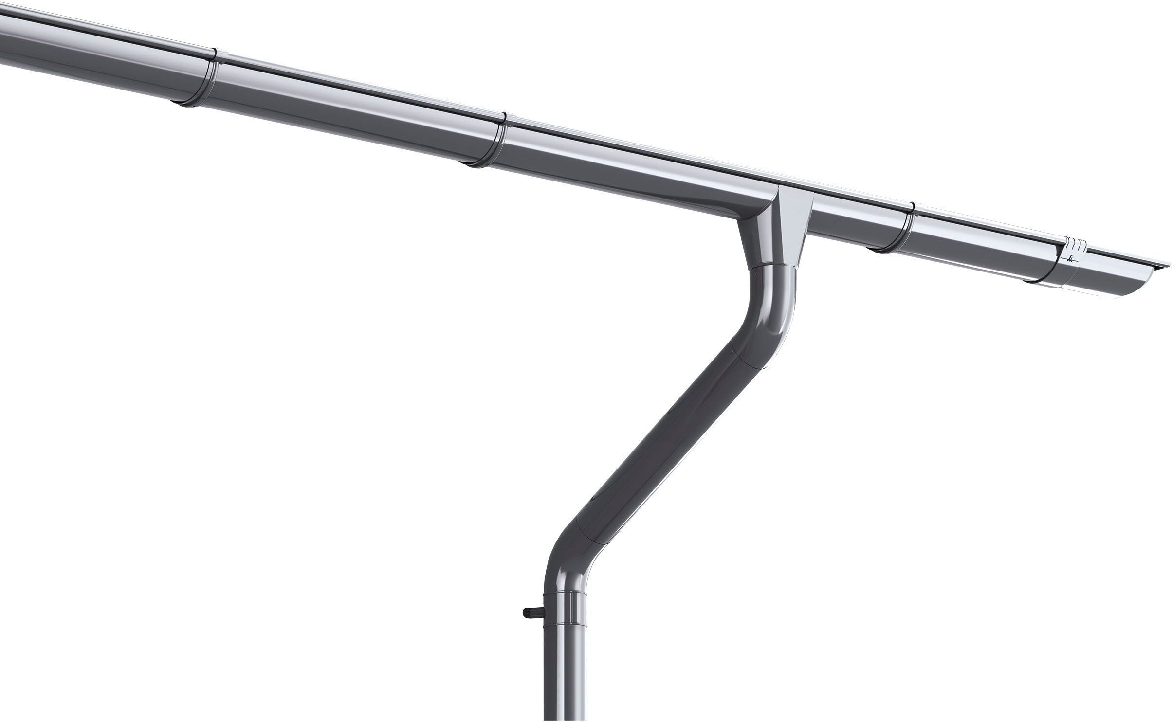 Dachrinne WEKA "verschiedene Längen", silber (silberfarben), L:450cm, Metall, Rinnen, Dachrinne, inkl. Rinnenendstücke, Regenfallrohr 2 m, Ablaufstutzen, Rinnenhalter