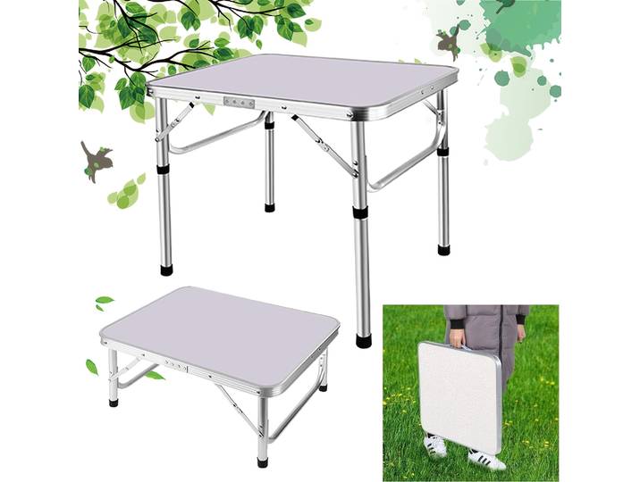 Table pliante camping hauteur réglable 60x45cm Table basse nomade, pour ordinateur, pique-nique, légère, compacte, résiste aux intempéries, balcon, terrasse, pliable