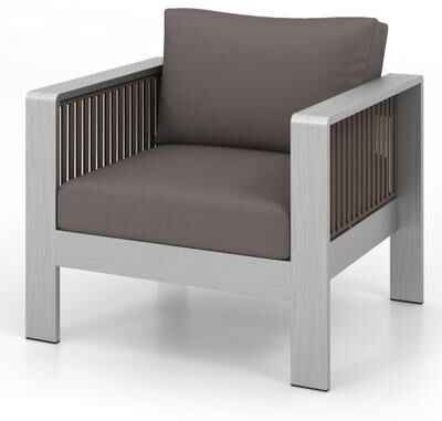 Costway Patio Furniture Aluminum Armchair with Thick Back and Seat Cushion