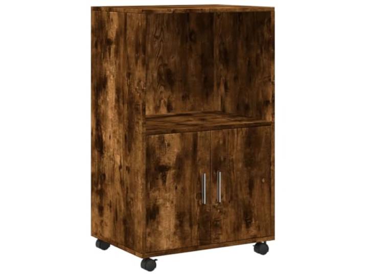 Helloshop26 Multifunktionaler Rollschrank 55 x 40 x 91 cm Große Kapazität Zeitloses Design aus Holz Technik Eiche Smoke 02_0049855