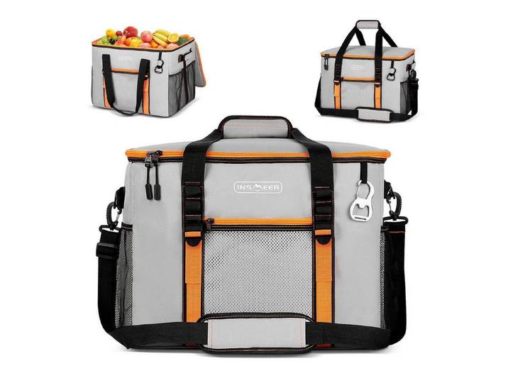 LuxusKollektion Kühltasche Kühltasche 50l faltbar auslaufsicher Öffner Picknick grau