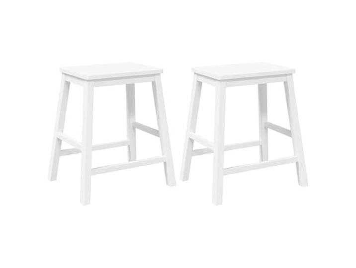 HGPOTUY Barstühle 2 STK. Weiß Massivholz Gummibaum Komfortable Rückenlehnen, stoßfestes Gummibaumholz, zeitloses Design, leichte Reinigung