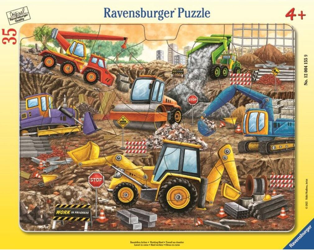 Ravensburger Puzzel Bouwvoertuigen in volle actie, 35 stukjes