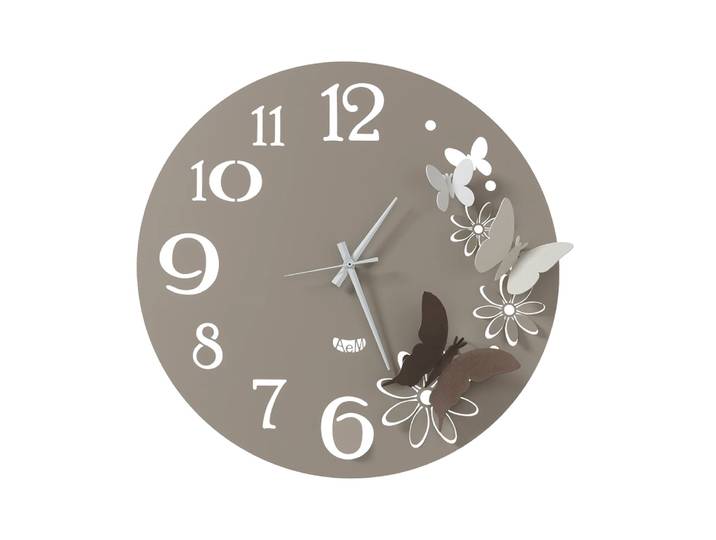 ARTI E MESTIERI horloge murale BUTTERFLY FLOWERS petite (Sable et bronze - Métal verni)