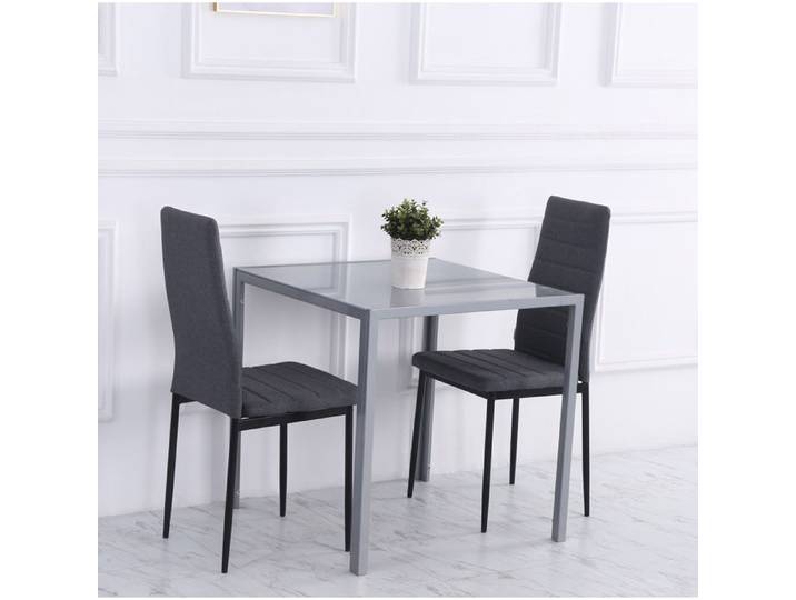 SENVIRO table a manger carree plateau en verre format compact 75x75x75 cm gris