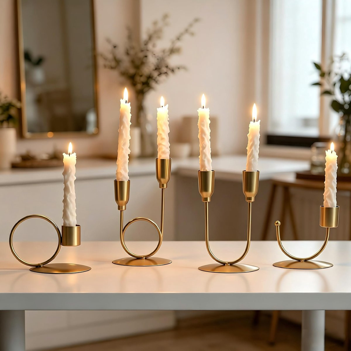 Set van 4 Vintage Kaarsenhouders voor Tafeldecoratie