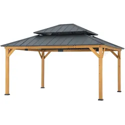 Sunjoy Zedernholz Gazebo RIMO - 390cm x 450cm, anthrazit