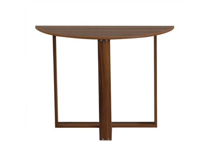 Table console 2-en-1 forme demi-lune marron