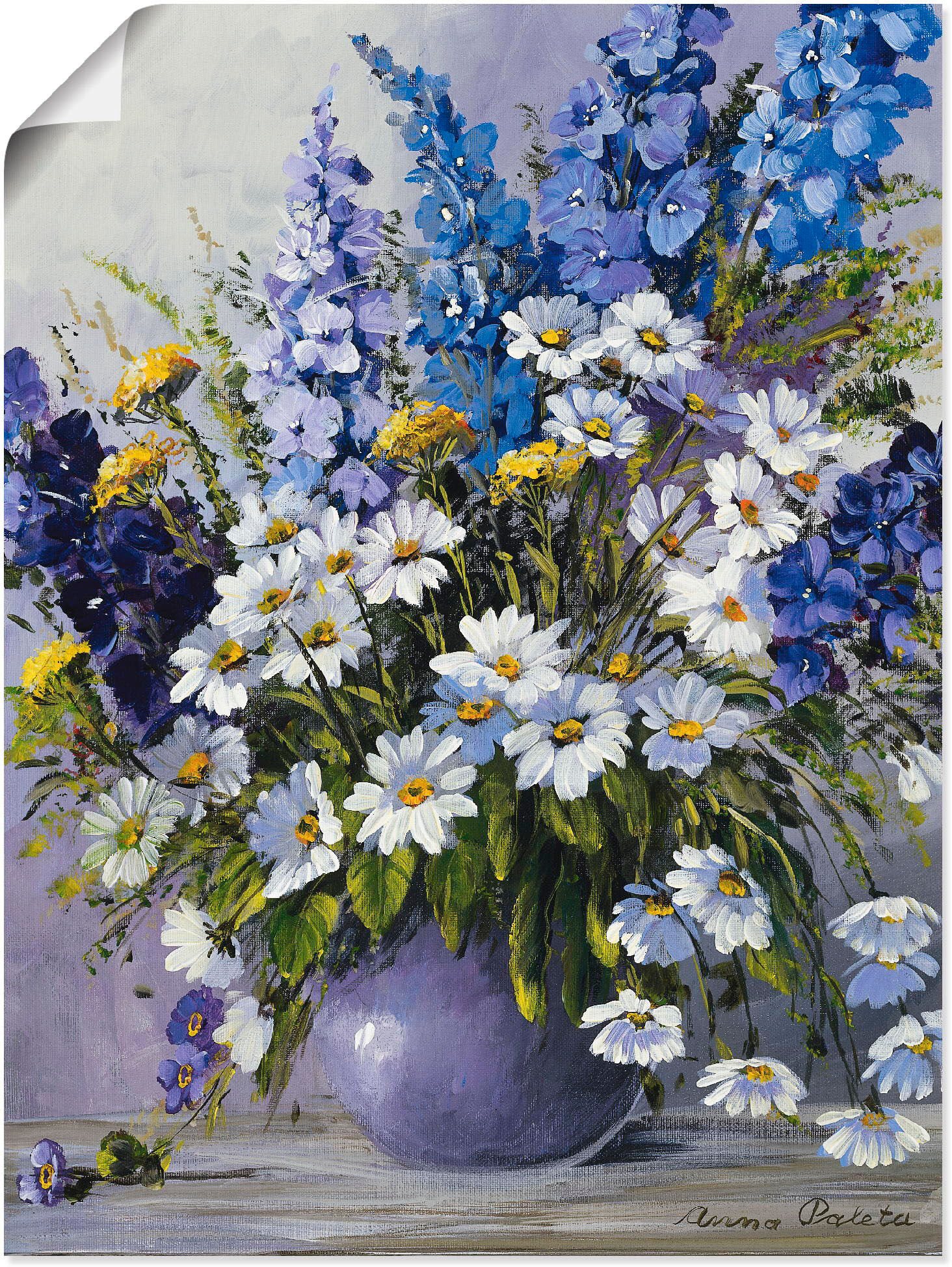 Wandbild ARTLAND "Rittersporn", weiss (farbe bild(er): weiß), B:30cm H:40cm, Bilder, Wandbild, als Leinwandbild, Poster in verschied. Grössen farbe bild(er): weiß B/H/T: 30cm x 40cm, Poster Blumen Hochformat, 1 Stk.