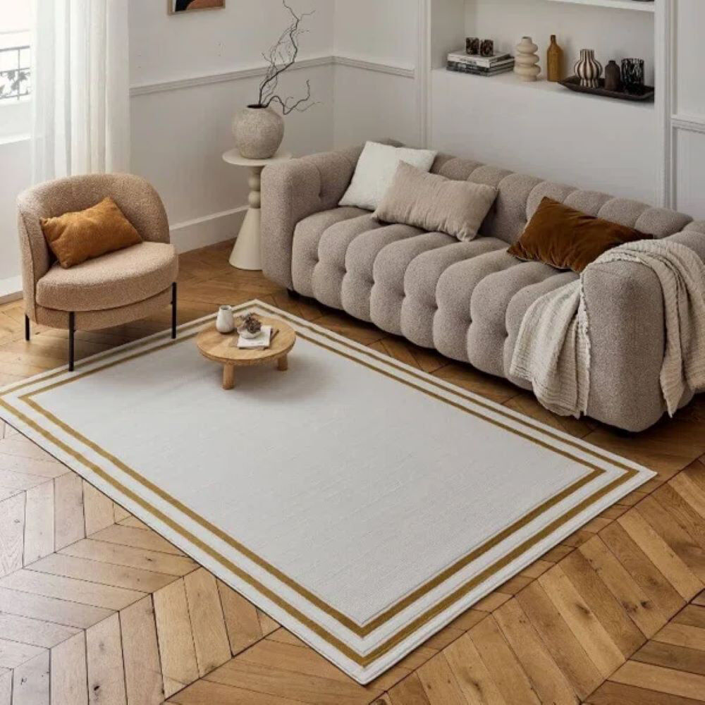 THE RUGS Carmel Modern Bordered Cream/Gold Area Rug Cream/Gold Rectangle 240 x 340 cm