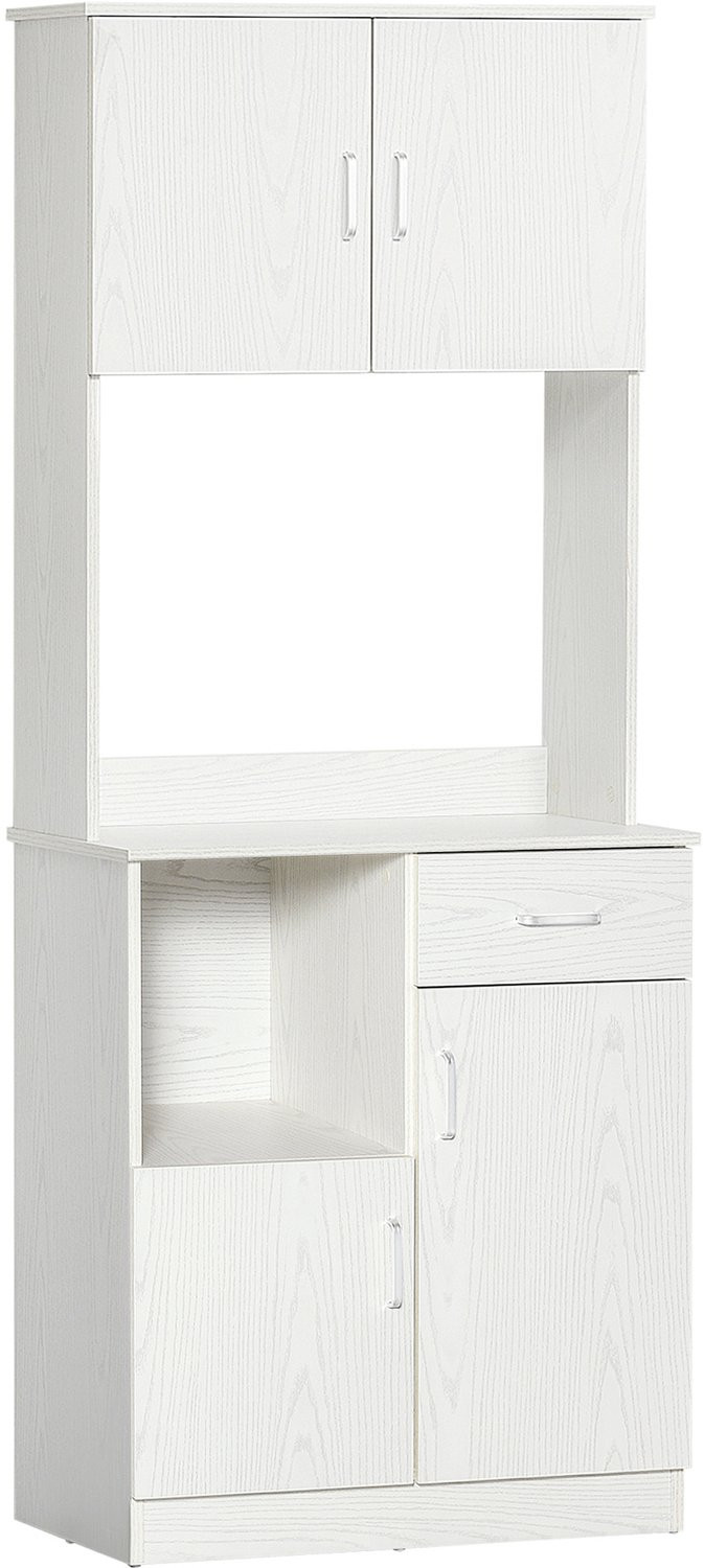 Multifunctionele witte keukenkast met 4 deuren, 1 lade en groot bovenblad
