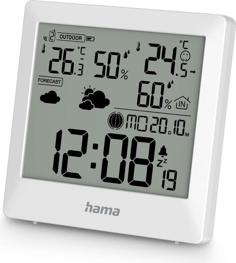 Hama 00222238 Binnen- en buitenluchtvochtigheidsmeter en temperatuurmeter, Wit