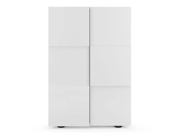 Meuble 2 portes Damier meuble d'entrée laqué blanc Blanc Brillant - Basika