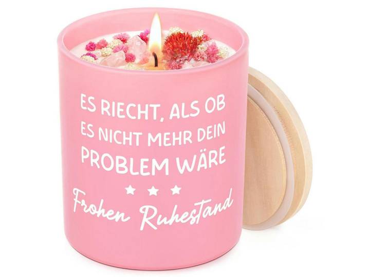 Duftkerze Ruhestand Geschenk Frauen Lavendel Sojawachs 35 Stunden Brenndauer, Rosa, Glas, 11.1 cm, Dekoration, Kerzen & Kerzenhalter, Duftkerzen