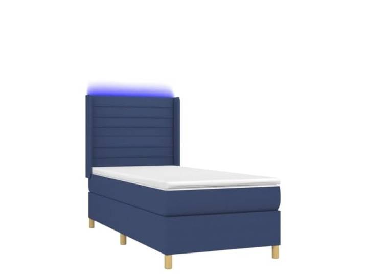PUGYNBK Boxspringbett, 90 x 200 cm, mit Matratze und blauen LED-Lichtern Verstellbares Kopfteil, Taschenfederkerne, atmungsaktiver Stoff, Montage mit manueller Anleitung
