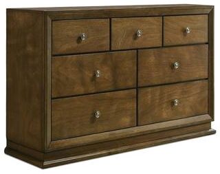 Benjara Rouk 7 Drawer Wide Dresser, Transitional, Walnut Brown Solid Wood
