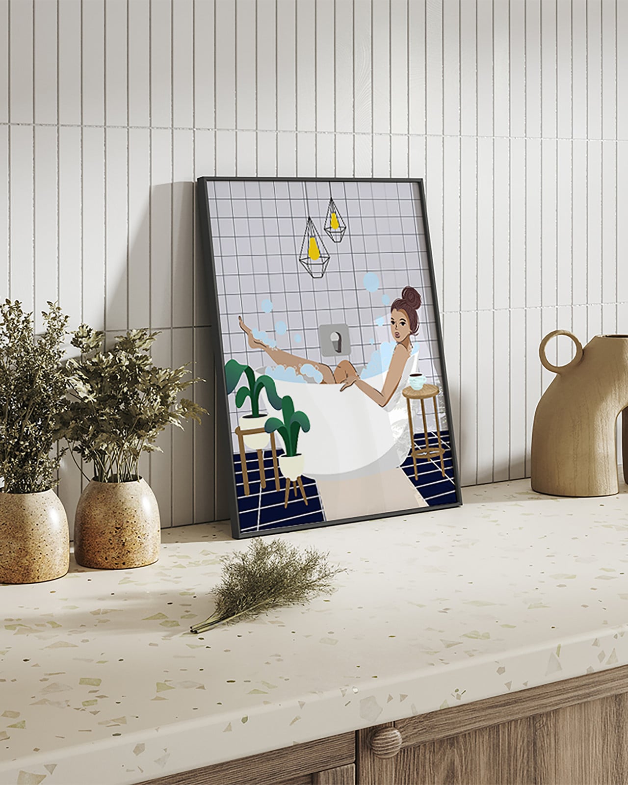 home24 Kunstprint The lady taking a bath, Meerkleurig, 42 x 52 cm