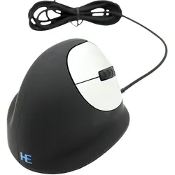 r-go HE Ergo Vertical Mouse Größe M rechts Maus ergonomisch kabelgebunden schwarz, silber