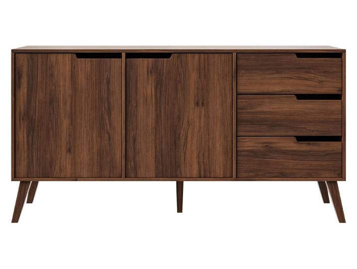MIRJAN24 Kommode Nordelo 2D3S (mit zwei Drehtüren und drei Schubleden), 160x40x80 cm, Holzfüße