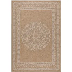 TEPPICH Outdoor KASBERG in Beige, im Vintage-Stil, aus Polypropylen, 240 x 340 cm