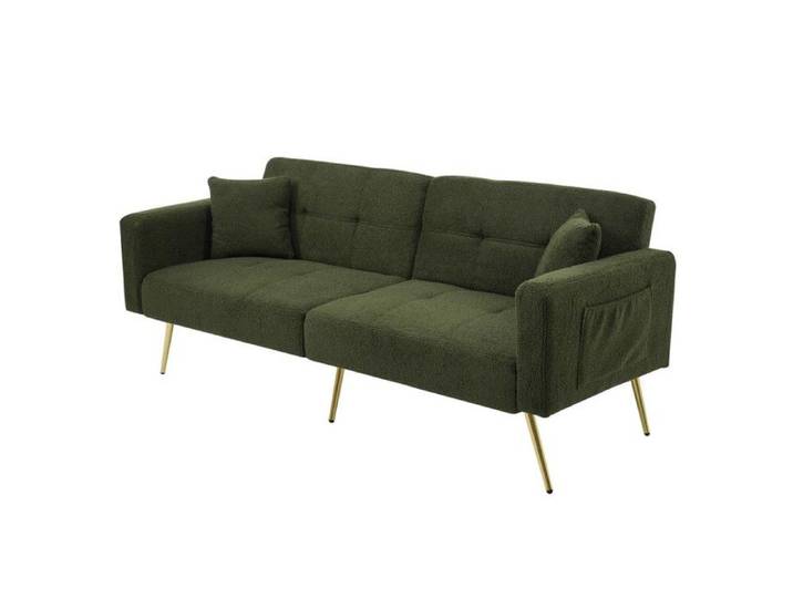 Canapé deux places moderne avec pieds en métal et 2 coussins doux et confortable pour les salons et les petits appartements
