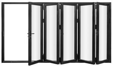"KaMic 144"" x 80"" 5-Panel Aluminum Patio Folding Door Left to Right Out Swing"