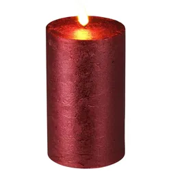 WellHome - LED-Wachskerze mit Timer in Metallic-Rot Ø7,5x12,5cm