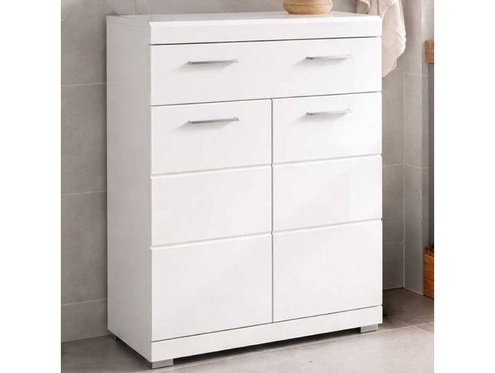 Badkamerkast Scout Xonox - Wit Hoogglans - 74x88x31 Cm - Xonox - Badkamer Halfhoge Kast - Hoogglans Wit - Spaanplaat